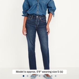 Old Navy High-Waisted Button-Fly OG Straight Ankle Jeans Blue Size 12